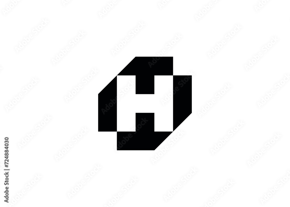 Abstract negative space H letter logo Abstract negative space H letter logo