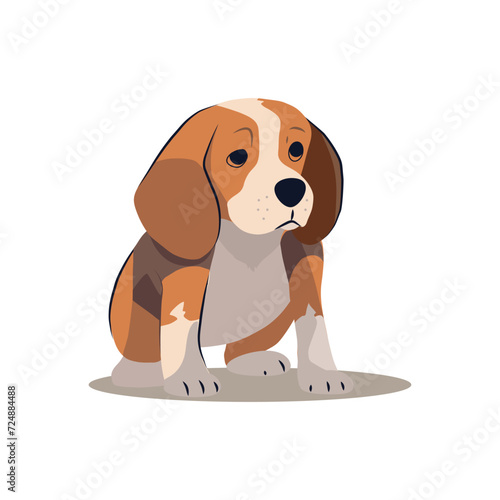 Dog of colorful set. In this heartwarming illustration a lovable cartoon design of a cute puppy steals the spotlight on a white canvas. Vector illustration.