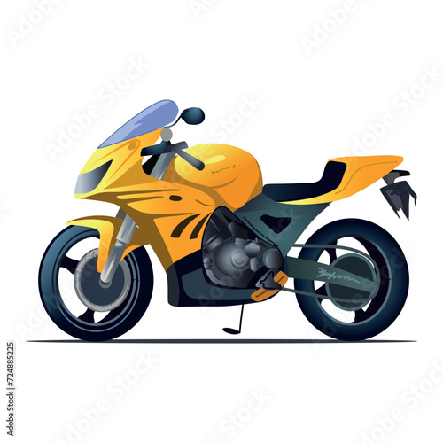 Bike of colorful set. This image of a retro-style motorbike is a perfect blend of meticulous design and a nostalgic cartoon aesthetic  set against a clean white background. Vector illustration.