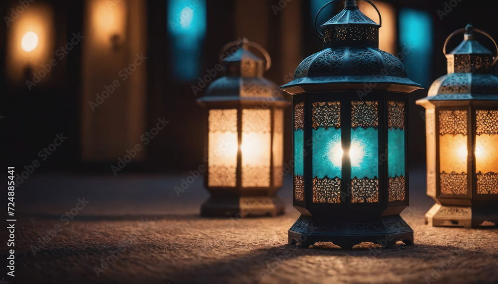 Ramadan Kareem, Lantern, Postcard: Illuminated lantern at dusk during Ramadan signifies tradition.