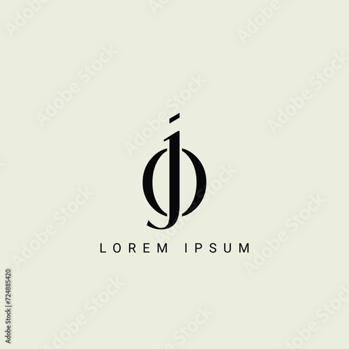 Alphabet JO or OJ illustration monogram vector logo template