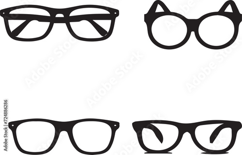 A set of glasses isolated. Vector glasses model icons