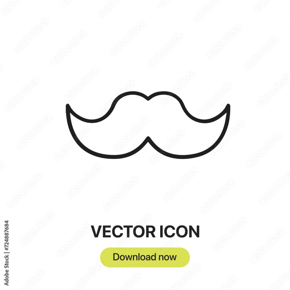 Moustache icon vector. Linear-style sign for mobile concept and web design. Moustache symbol illustration. Pixel vector graphics - Vector. Moustache icon vector. Linear-style sign for mobile concept and web design. Moustache symbol illustration. Pixel vector graphics - Vector.