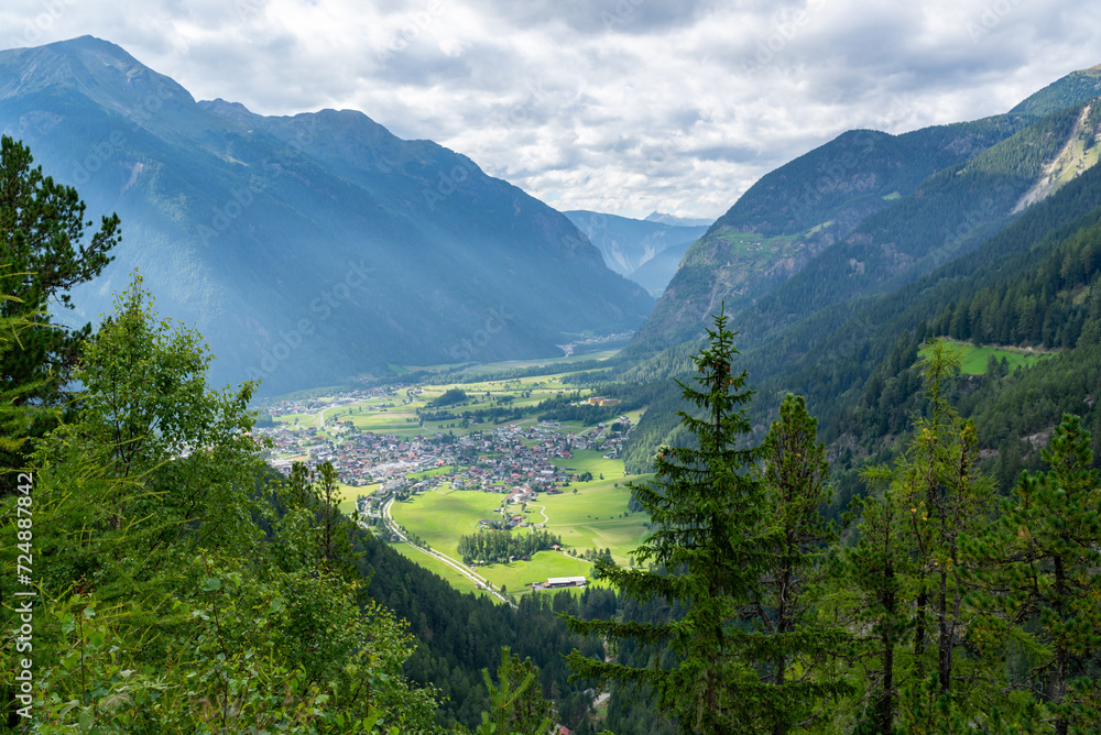 View of Ötztal Valley in Austrian Alps. View of Ötztal Valley in Austrian Alps.