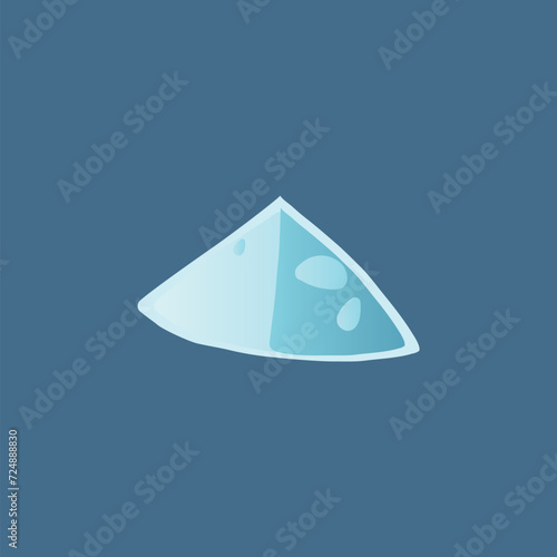 White ice block of colorful set. This striking image captures the elegance of an ice snow, expertly portrayed with a touch of whimsical cartoon artistry against blue canvas. Vector illustration.