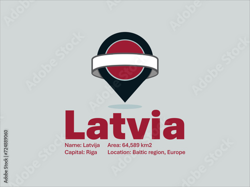 Latvia flag and Location Pin