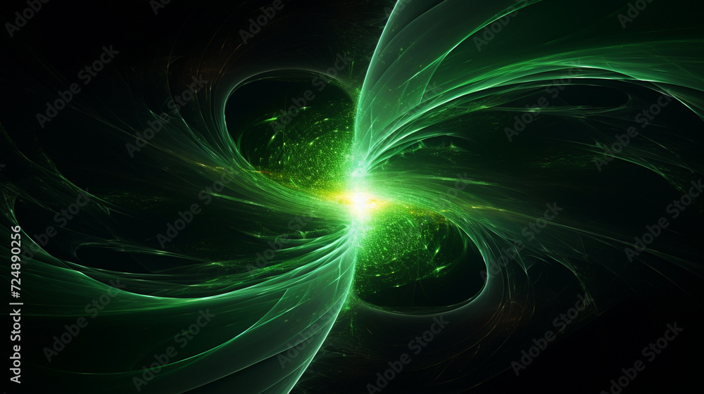 Fototapeta premium Green black abstract background, geometry, circle Generative AI