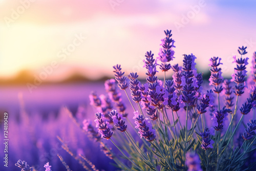 Close up shot of lavender flowers. Macro Generation AI