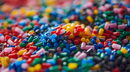 Plastic pellets Background Close-up Plastic granules Polymer plastic beads resin polymer photo