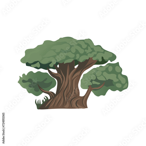 Artichelen green element of colorful set. In this enchanting illustration of a jungle tree creative design and cartoon artistry merge harmoniously on a blank white canvas. Vector illustration.