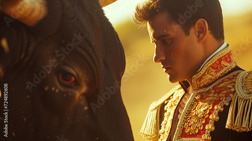 Spanish matador with bull.