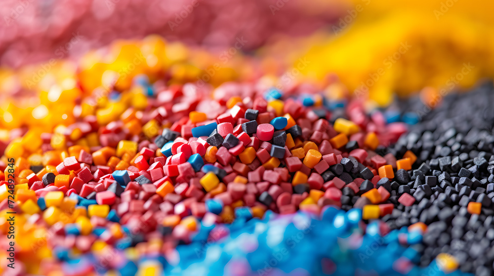 Obraz premium Plastic pellets Background Close-up Plastic granules Polymer plastic beads resin polymer