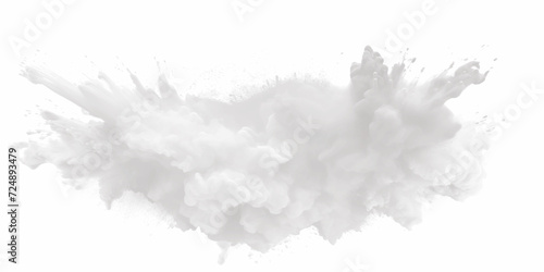 Black powder explosion with dark colors isolated white background. Abstract powder splatted on white background, freeze motion of black powder exploding or throwing black powder. 