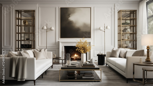 Modern living room with a cozy sofa and elegant decor