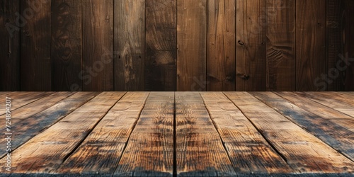Wooden Floor With Wooden Wall Background photo
