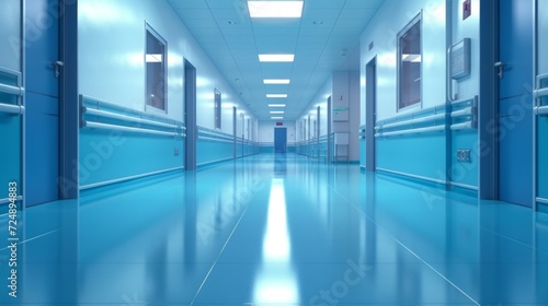 Picture of a corridor in a hospital ward This picture reflects the professionalism and cleanliness of the medical facility. This ensures a warm and friendly atmosphere for patients and medical personn