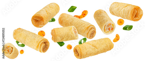 Traditional fried spring rolls isolated on white background photo