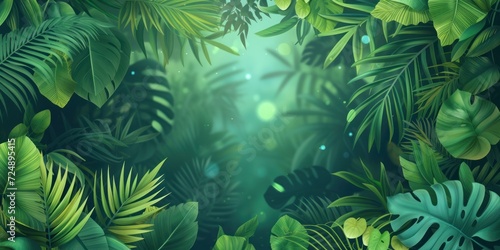 Lush Jungle Scene With Abundant Green Leaves