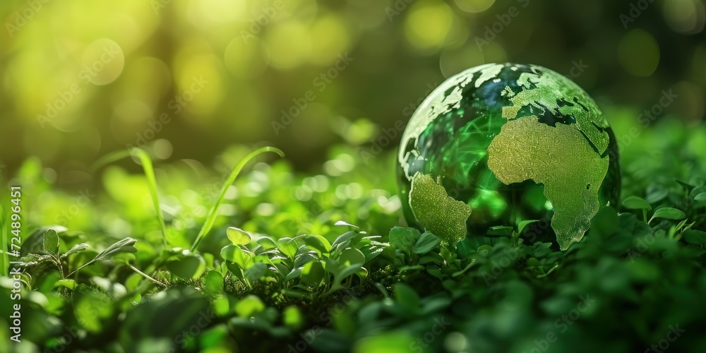 Green Globe on Lush Green Field Green Globe on Lush Green Field