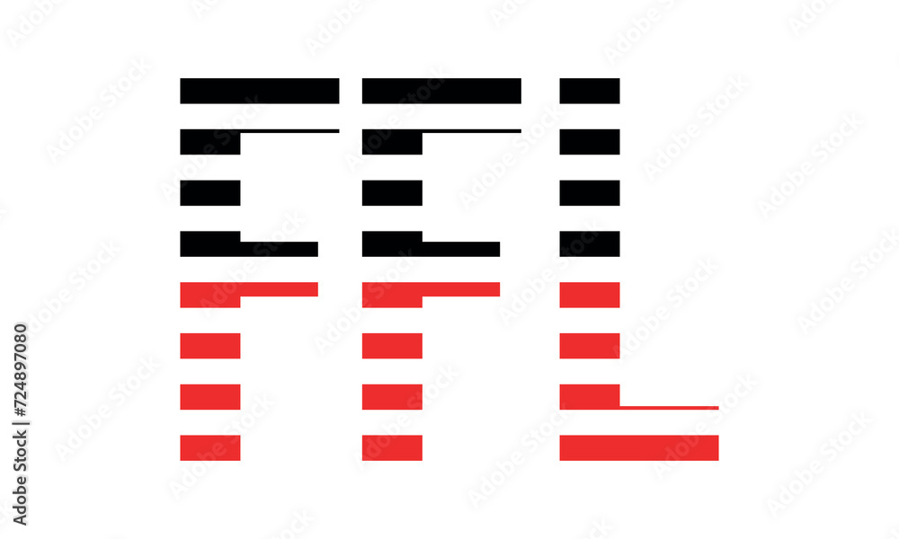 Fototapeta premium FFL three initial letter iconic line negative space minimal logo design vector template. monogram, abstract, wordmark, business, typography, minimalist, brand, company, flat, modern, unique, simple