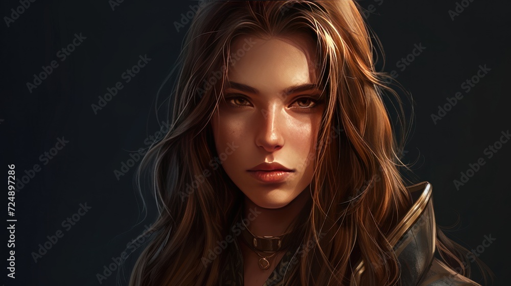 Charm Detail Beautiful woman with long hair AI generated image Charm Detail Beautiful woman with long hair AI generated image