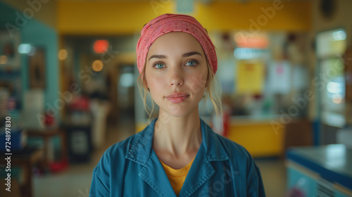 Supermarket Maven: Woman Cashier at the Grocery Store photo