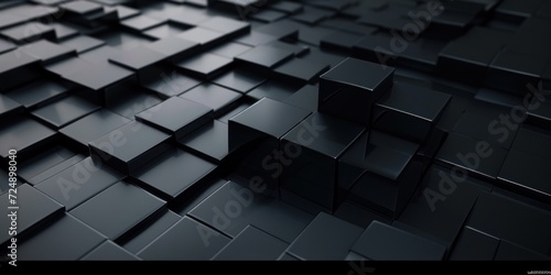 Abstract Black Background With Squares and Rectangles photo