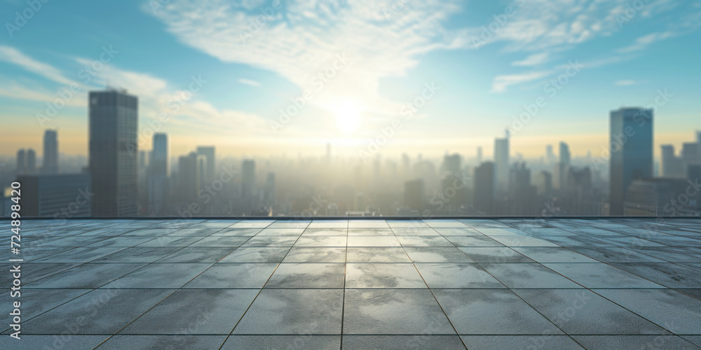 Fototapeta premium Sun Shines Over City Skyline