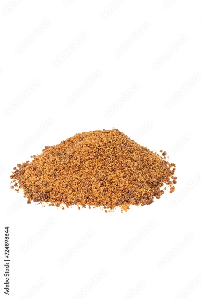 Granulated Sugarcane Jaggery or Indian Gur Isolate on White BackgrounD Granulated Sugarcane Jaggery or Indian Gur Isolate on White BackgrounD
