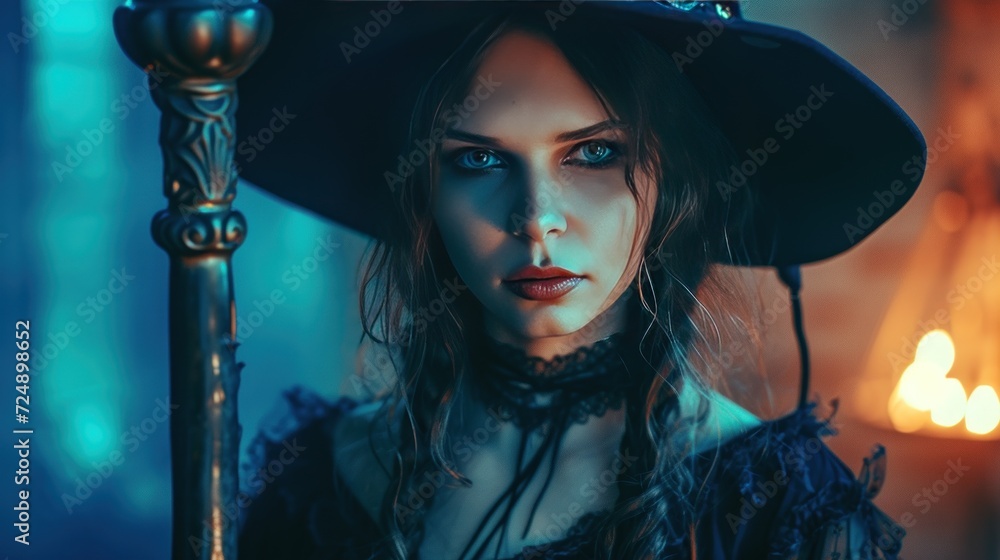 Witch woman in gothic black clothes AI generated image Witch woman in gothic black clothes AI generated image