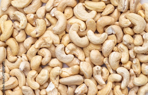 Top View of Cashew Nut Background in Horizontal Orientation with Copy Space