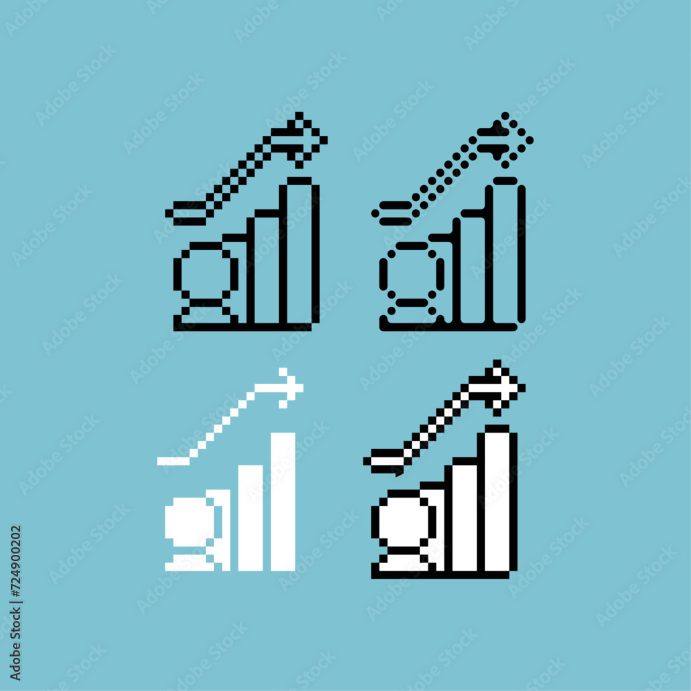 Pixel art outline sets icon of people graph variation color. Graph net icon on pixelated style. 8bits perfect for game asset or design asset element for your game design. Simple pixel art icon asset.