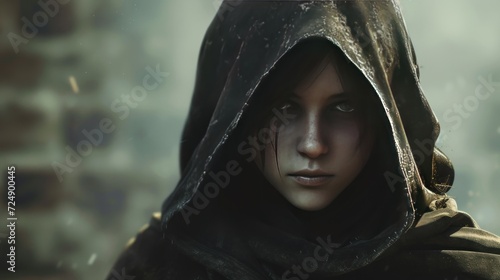 Female face character wearing a veil AI generated image