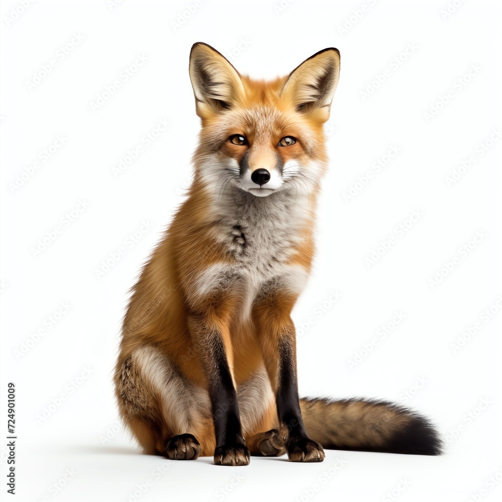 a fox, studio light , isolated on white background a fox, studio light , isolated on white background