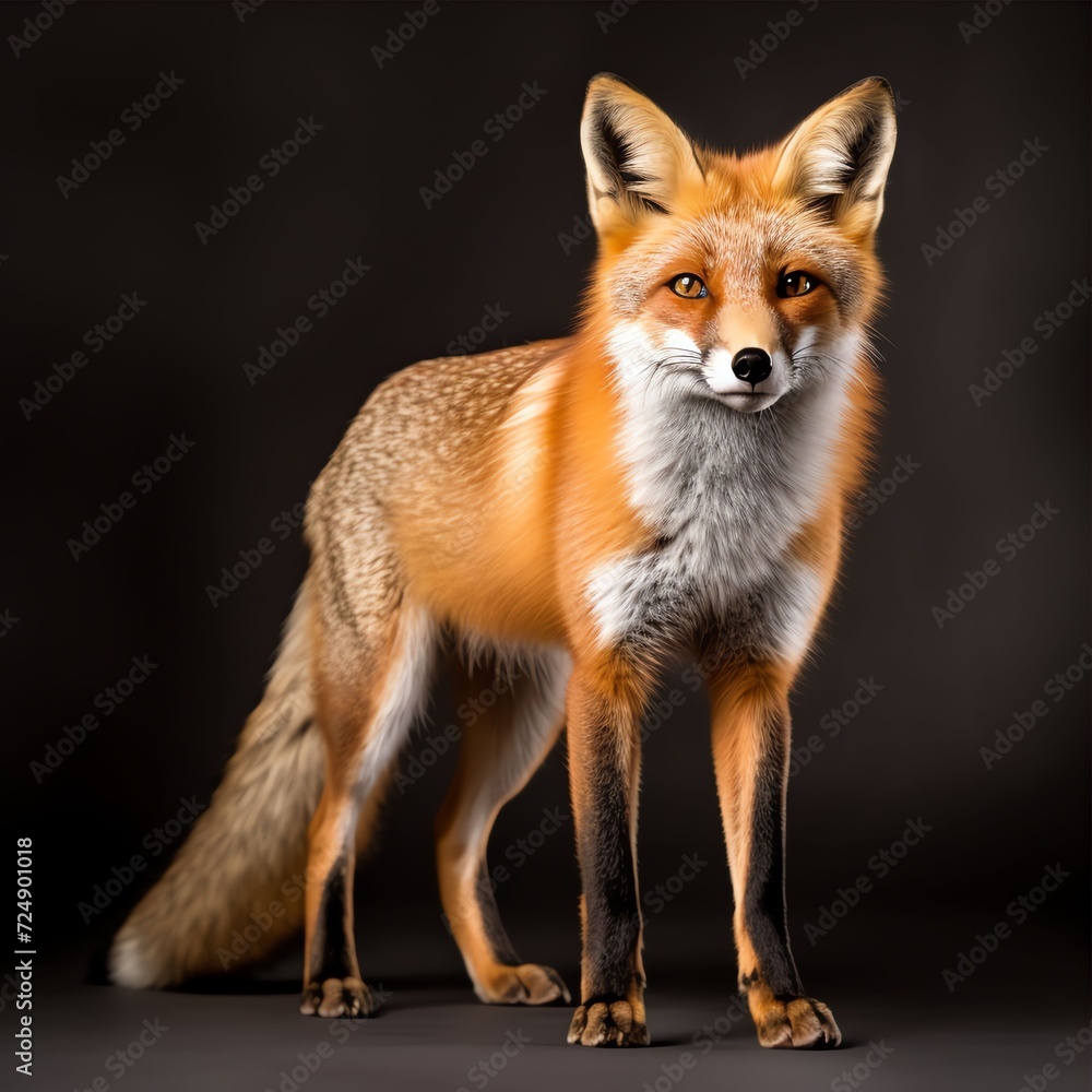 a fox, studio light , isolated on white background