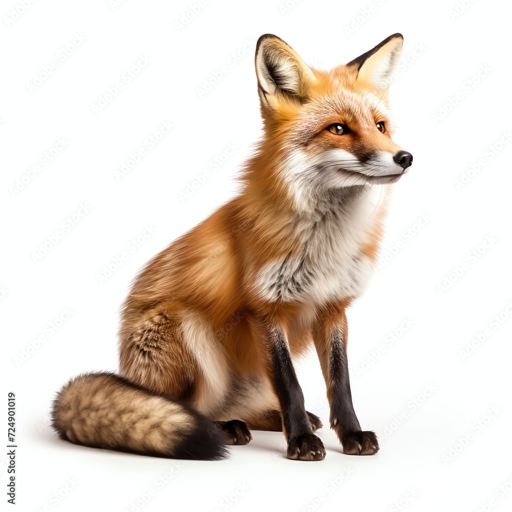 Fototapeta premium a fox, studio light , isolated on white background