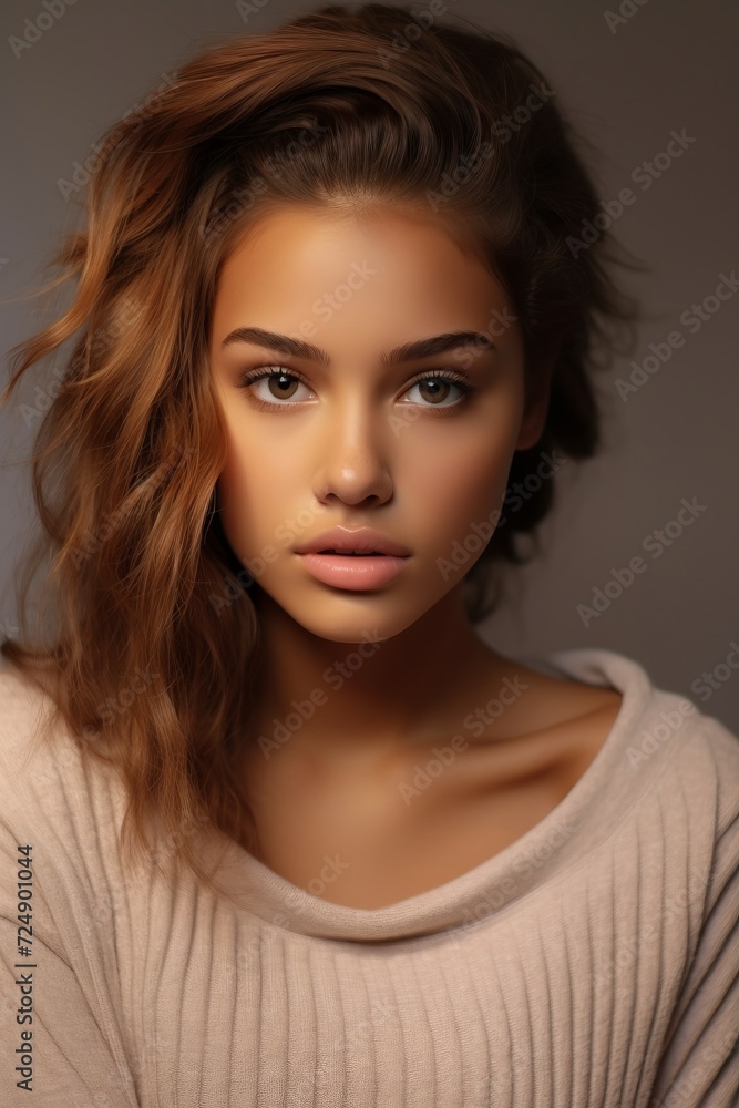Young Woman in a Stylish Sweatshirt Young Woman in a Stylish Sweatshirt