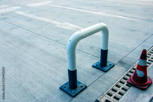 Photography Gas station on the outskirts of Bratislava. Barrier signs.