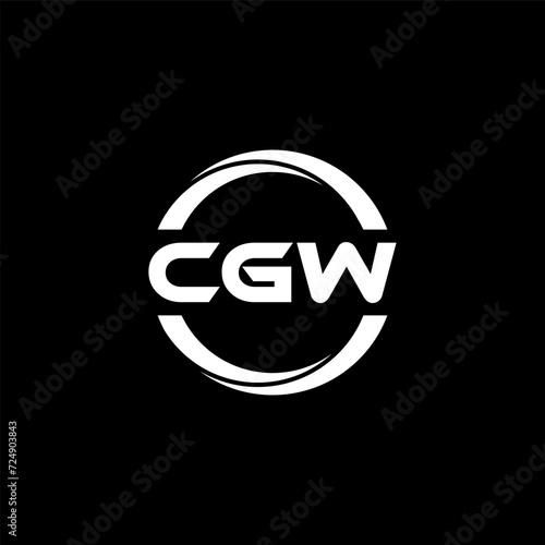 CGW letter logo design with black background in illustrator, cube logo, vector logo, modern alphabet font overlap style. calligraphy designs for logo, Poster, Invitation, etc. photo
