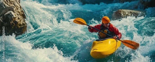 White water rapid river kayaking