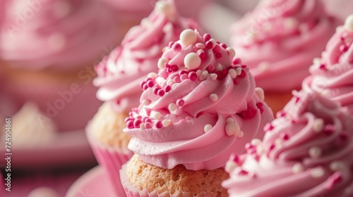 Cupcakes With Pink Frosting and Sprinkles on a Pink Plate, Breast Cancer