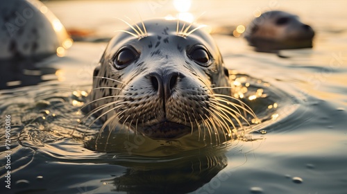 Closeup of seals in the water under the sunlight © Elchin Abilov