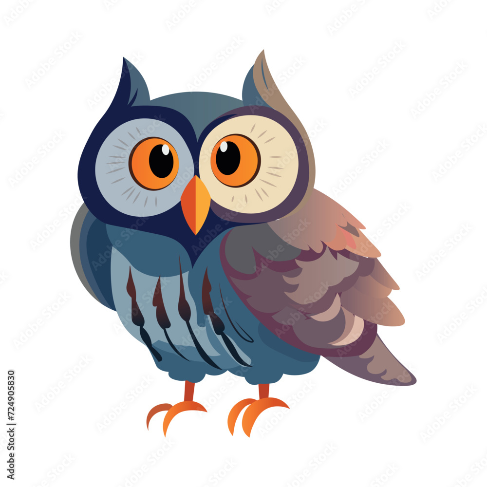 Owl of colorful set. A charming illustration showcasing a cute owl in an adorable cartoon design against a crisp white background. Vector illustration. Owl of colorful set. A charming illustration showcasing a cute owl in an adorable cartoon design against a crisp white background. Vector illustration.
