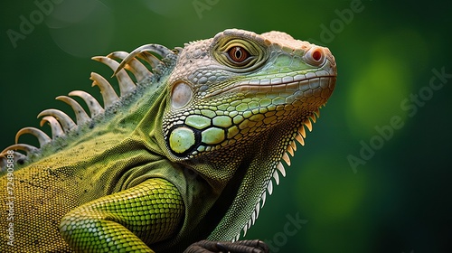 Closeup shot of a green iguana