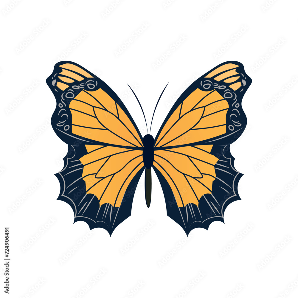 Obraz premium Butterfly of colorful set. This mesmerizing illustration showcase a gorgeously designed butterfly in a vivid and lively cartoon style. Vector illustration.