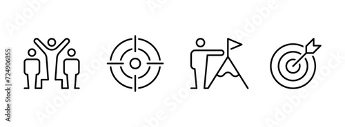 Editable line icon set for personal success stories