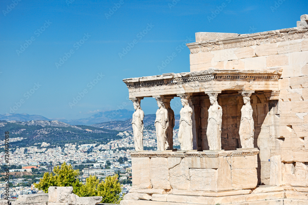 The Caryatids of Erechtheion on the Athenian Acropolis, Greece