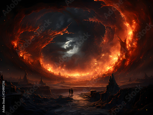 An image of a fiery dark chaos vortex