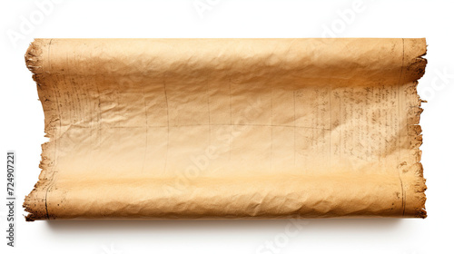 Empty ancient parchment scroll isolated on white background