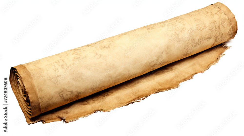 Empty ancient parchment scroll isolated on white background Empty ancient parchment scroll isolated on white background